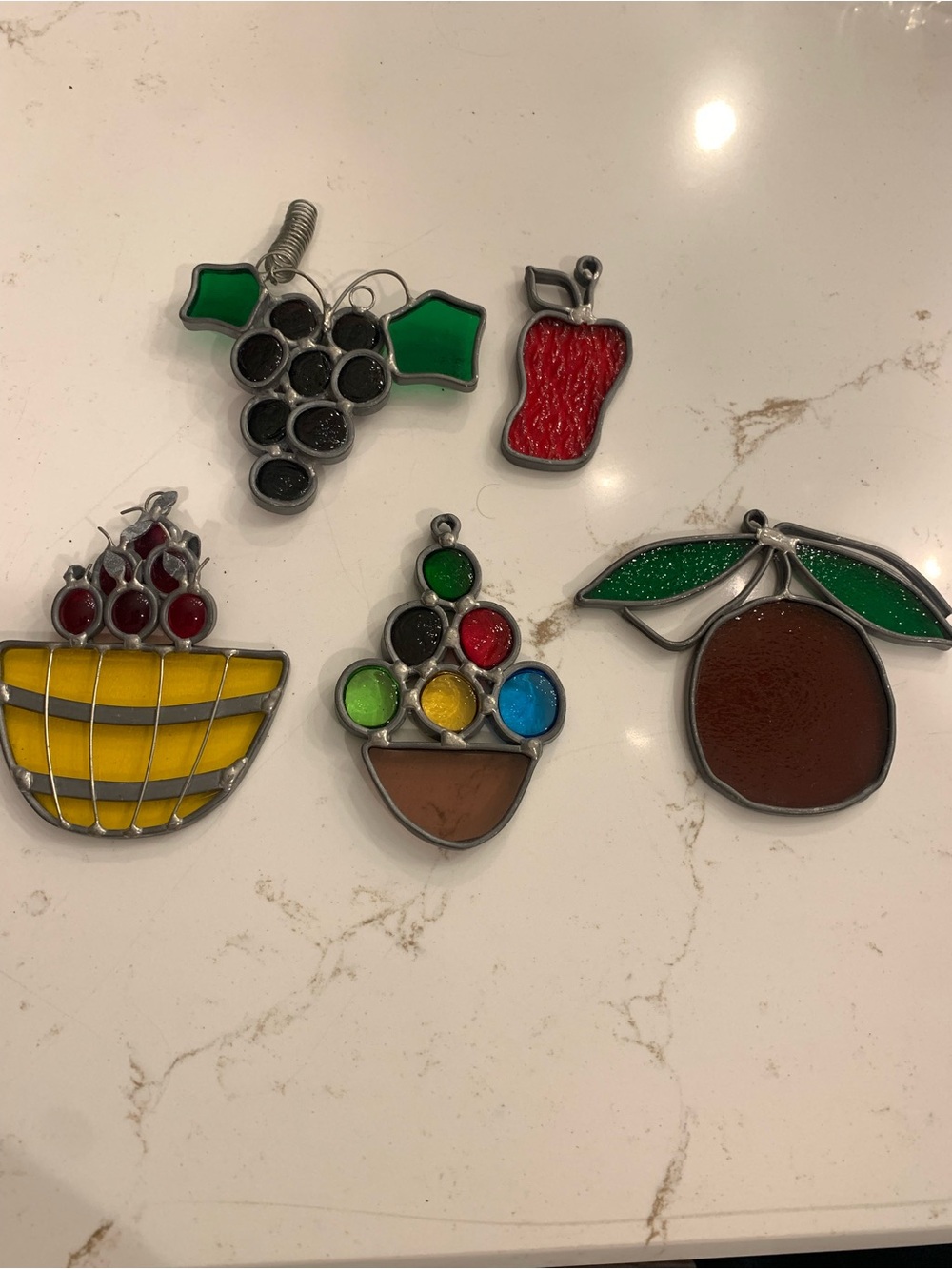 Fruit Stained Glass Sun Catchers Set Of Five (includes what you see).